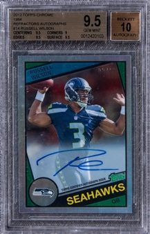2012 Topps Chrome 1984 Refractors Autographs #14 Russell Wilson Rookie Card (#03/15) - Jersey Number! BGS GEM MINT 9.5/BGS 10